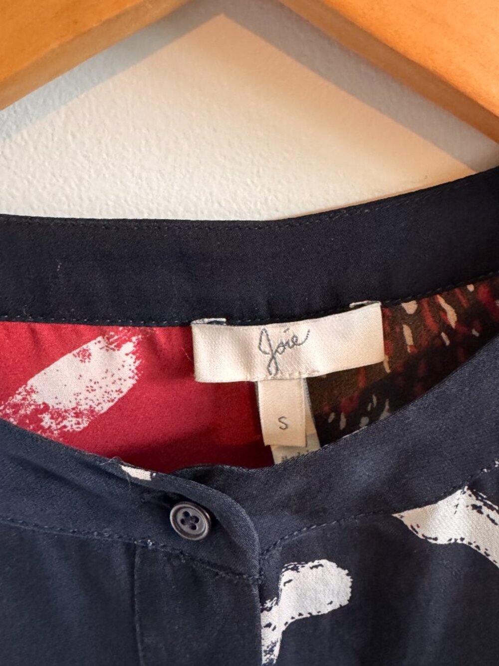 Refined! Joie Silk Multi-Fabric Band Collar Blouse - Picture 5 of 6